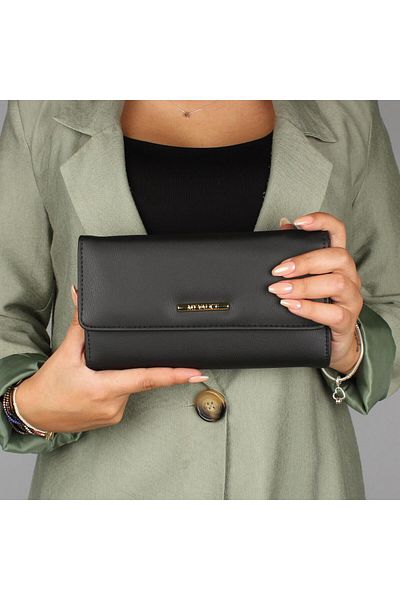 My Valice Leather Crossbody Mini Portfolio Bag with Wallet and Card Holder Compartment Phone Bag 1622 Black