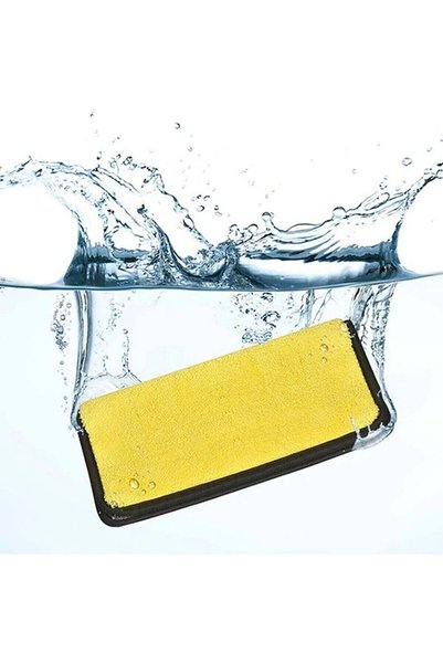 TRAX Prosop din microfibră super absorbantă, gros, cu caracteristică specială pentru elefanți, 50x70, pentru uscare, curățare și aplicare auto, culoare galbenă