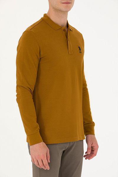 U.S. Polo Assn. ΒΑΣΗ. POLO ASSN. ΑΝΔΡΙΚΟ μπλουζάκι POLO LACK SLIM FIT ΜΑΚΡΥΜΑΝΙΚΟ COCONUT SWEAT