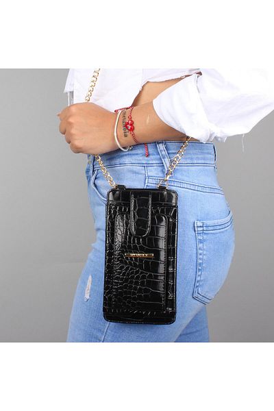 My Valice My Valice Leather Crossbody Wallet and Card Holder Compartment Phone Bag 1618 Black