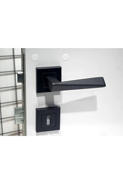 ararsanburada Siyah Prizma Kare Rozetli Kapı Kolu 1 Takım