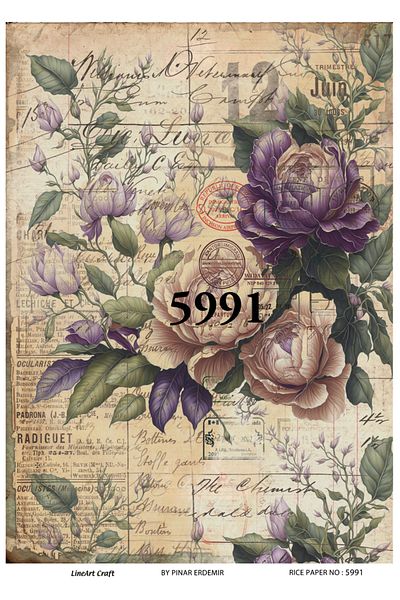 LİNEART LineArt Brass Decopage Paper LA-5991