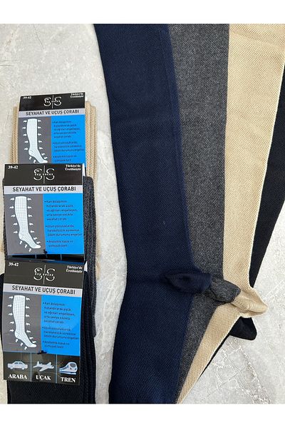 Sky Socks Комплект от 4 чорапи до коляното за пътуване и полет с разширени устни