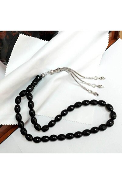 OltutaşıMarket Oval Kesim Gürcistan Oltu Taşı Tesbih 8 x 10 mm