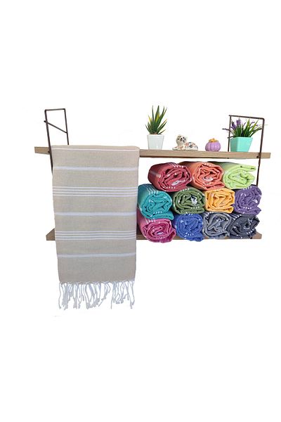 Peştanoz Peshtemal, 100% βαμβάκι, μπεζ, σχέδιο Nuray, 180x100cm, πετσέτα θαλάσσης, πετσέτα μπάνιου