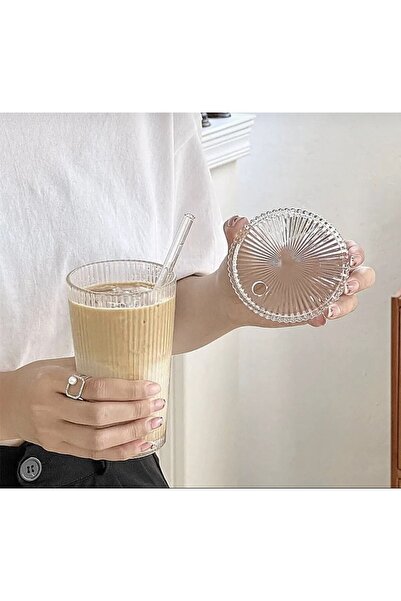 LinkaHome قطعتان من زجاج ميكا بنمط أوريغامي سعة 600 مل مع غطاء ميكا وقش | عرض...