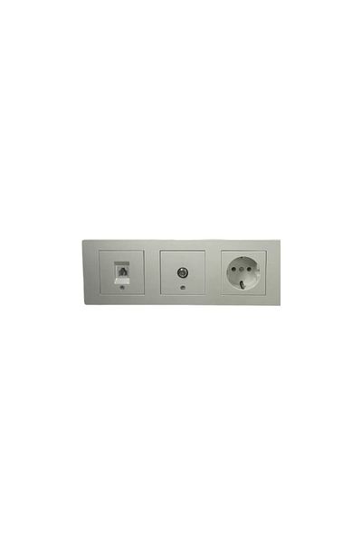 OVİVO Grano White Grounded Socket + Numeris (phone Socket) + Satellite (television Socket) Set