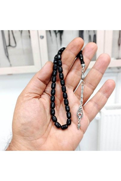OltutaşıMarket Capsule Cut Georgia Oltu Stone Rosary 6 X 9 mm