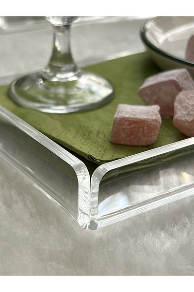 Buber Design 2 Piece Transparent Plexiglass Tray 14x22cm Service Presentation Tray