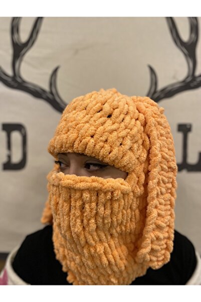 KnitBee Balaclava de culoare somon cu urechi de iepure, Balaclava, Mască de z...