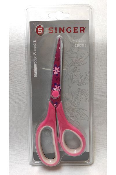 SİNGER مقص بمقبض ملون متعدد الأغراض مزين بالزهور
