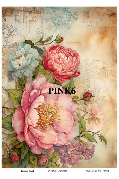 LİNEART LineArt Brass Decopage Paper LA-PINK6