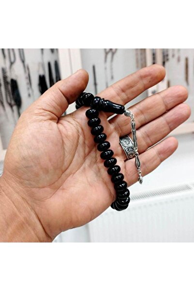 OltutaşıMarket Bilek Boy Tekerlek Kesim Gürcistan Oltu Taşı Tesbih 12 x 7 mm