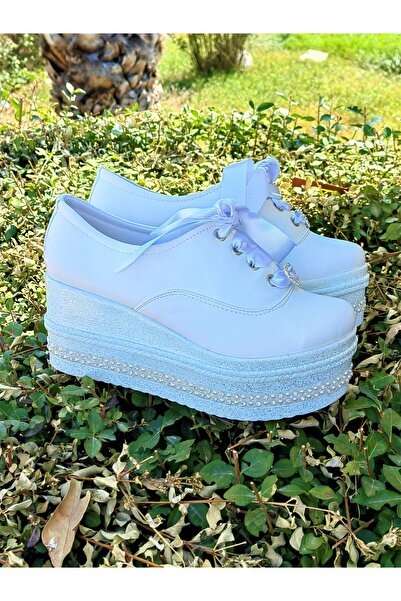 Ayakkabı Tutkusu Stilo ® Весільні туфлі 8 см Біла шкіра Набивний каблук Зручн...