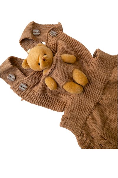 gogo bici Winter Winter Teddy Bear Hanger Buttoned Baby Kids Knitwear Tights Salopet