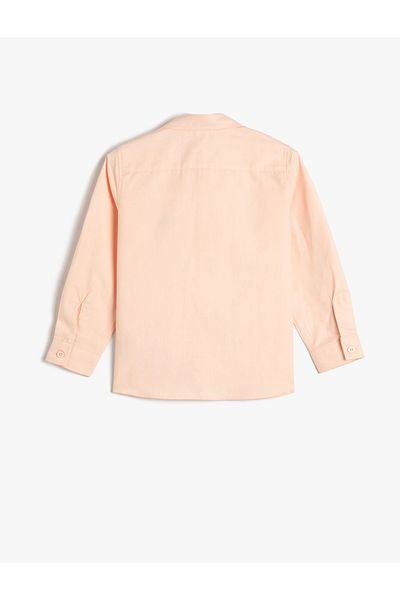 Koton Boy's Shirt - Long Sleeve, Embroidered Detail, Cotton