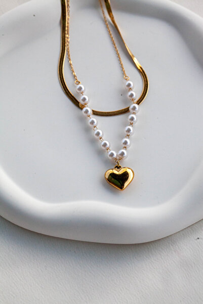 Inure Jewelry قلادة من الفولاذ بتصميم لؤلؤي - مثالية كهدية