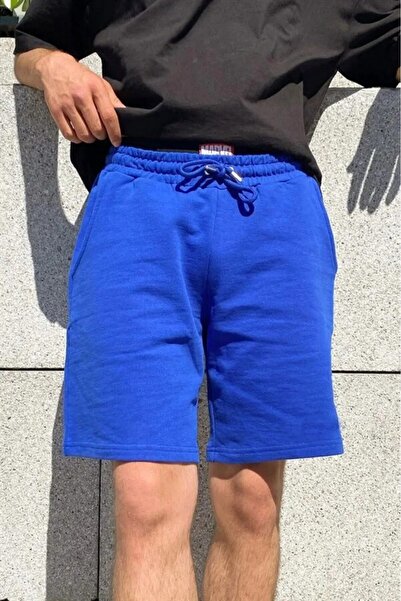 Tight Lady Erkek Saks Mavi Penye Regular Fit Şort