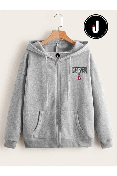 Jobia Outdoors Unisex Γυναικείο Ανδρικό Marvel Spiderman Σχέδιο 3 νημάτων με φερμουάρ με κουκούλα από φλις μπουφάν