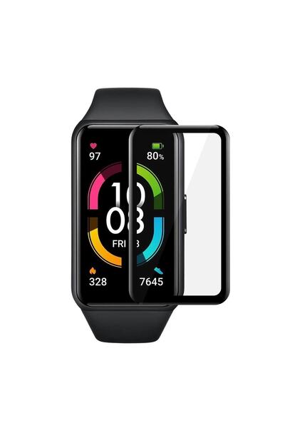 For Huawei Honor Band 6 Full Cover Tempered Glass Full Screen Protector Black