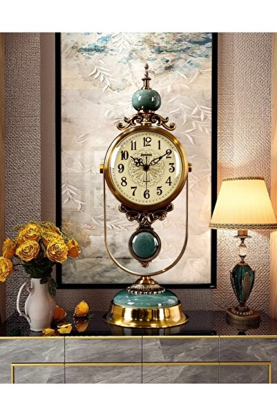 HEDİYE FİKRİ Vintage Nostaljik Antik Dekoratif Sarkaçlı Masa Üstü Saat 50 Cm
