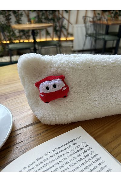 sumicorn Cute Car Plush Washable Zippered Gingham Lined Cloth Pen Holder Pencil Case Makeup Bag