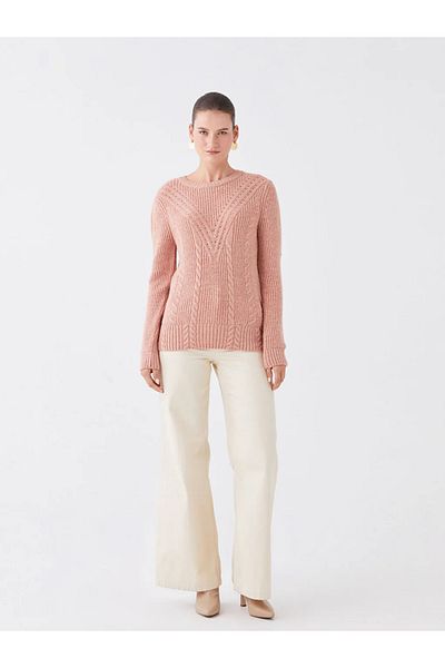 LC Waikiki LCWAIKIKI Basic Crew Neck Openwork Long Sleeve Women's Knitwear Sweater