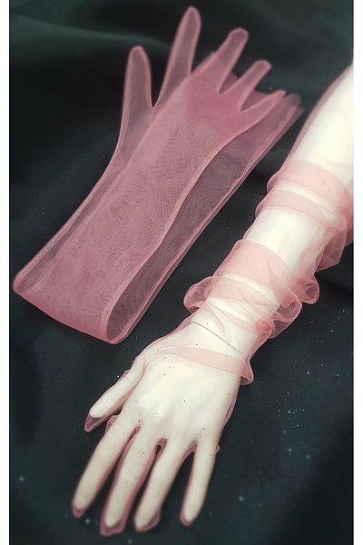 es moda shop Bella evening dress bridal gloves long dried rose