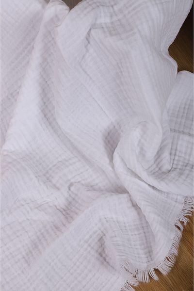 BARZEGO 100% Cotton Four Layer Muslin Soft Baby Blanket White