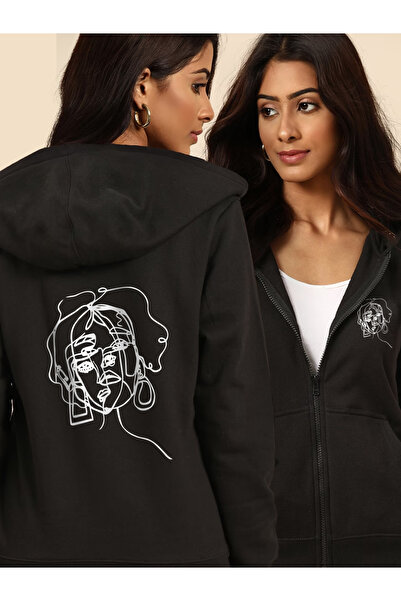 ZEMLİYA Hanorac imprimat cu glugă și fermoar pentru femei