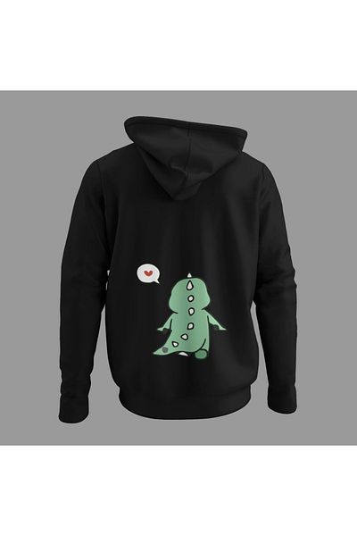Mythologie Cute Dinosaurs Lover Couple Combination - Μαύρη στάμπα Oversize φούτερ με κουκούλα
