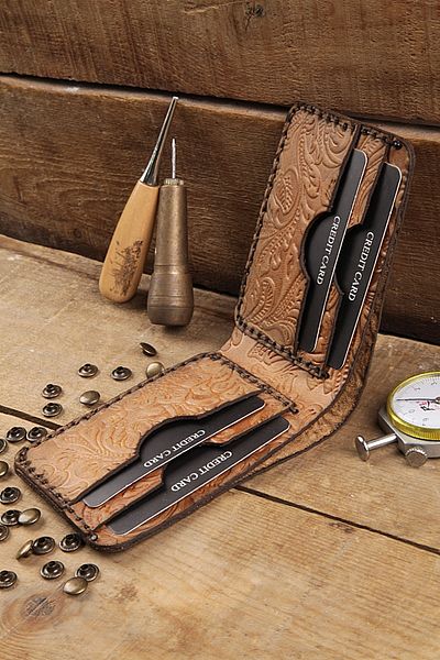 New Coast Leather 1900's Минималистичен мъжки портфейл от естествена кожа, ръчно изработен