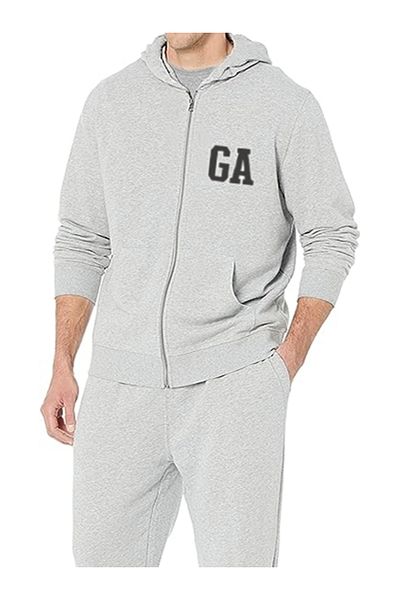 ZEMLİYA Men's Atlanta Printed Hooded Zippered Sweatshirt Bottom-Top Tracksuit Set