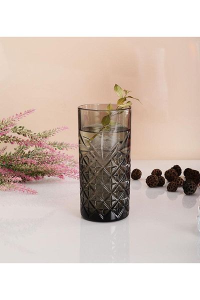 Paşabahçe 52800GA Timeles 4-Piece Organic Painted Soft Drink Glass Light Gray
