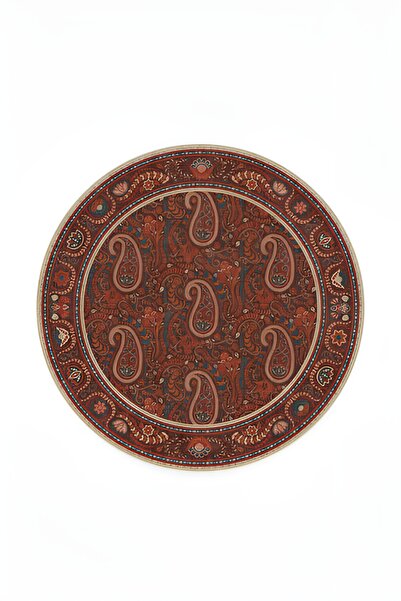 Rugs Modern Halı Round Paisley Patterned Multicolored Woven Base Decorative C...