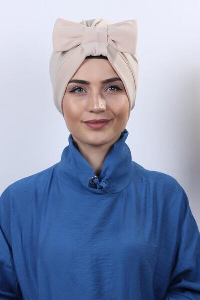 Nowa Scarf بونيه مزدوج الجوانب باللون البيج مع فيونكة تستخدم في البحر