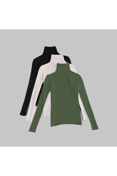 FATELLA Unisex 3-Piece Ready Pack Cotton Turtleneck Camisole Slimfit Turtleneck Sweater