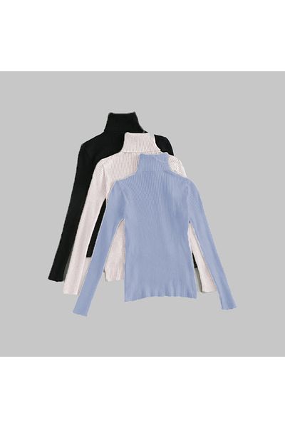 FATELLA Unisex 3-Piece Ready Pack Cotton Turtleneck Camisole Slimfit Turtleneck Sweater