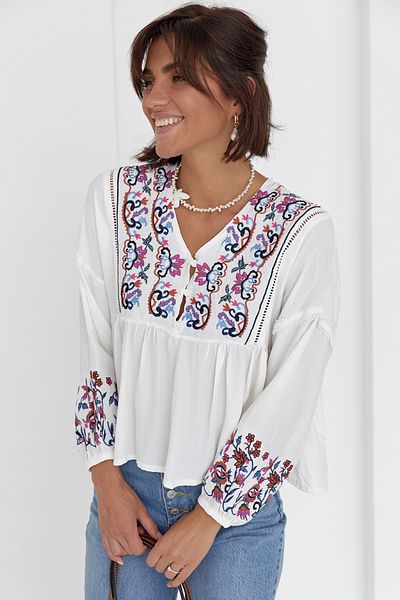 FEMELLE Women's New Season Embroidered Cotton Blouse