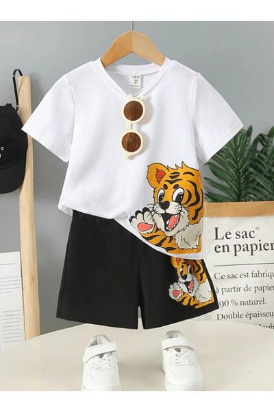 npLStore Alsó és felső szett Teddy Bear rövidnadrággal az oldalán, 4 és 13 év között
