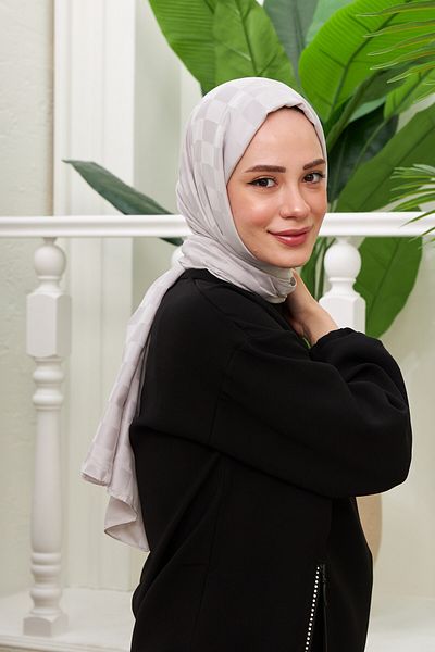 İpekhan Σάλι ζακάρ με μοτίβο σκακιέρας σειράς Silk Jacquard