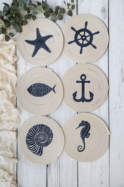 Pilloveland Σετ σέρβις για 6 άτομα - Φόρτωση American Service Marine Patterned 35*35 cm