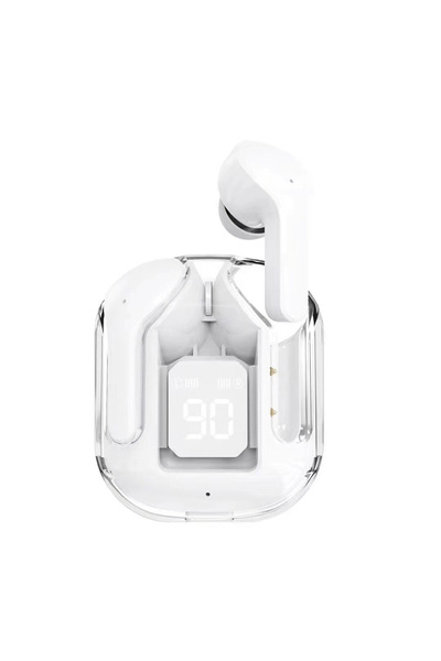 Aksesuarkolic Kablosuz Bluetooth Kulaklık Şeffaf Spor Çalışma İçin LED Güç Di...