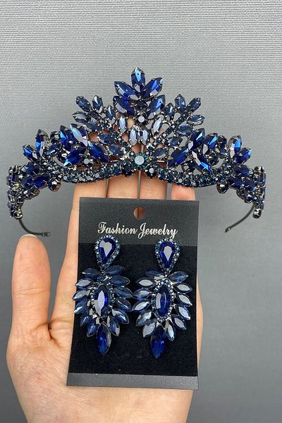 Hobigram Berlin Bridal Henna Crown and Earrings for the Most Beautiful Brides – Crown, Crystal Stone, Stylish Model, Bridal Crown – Crown