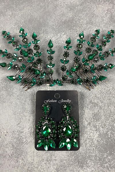 Hobigram Accesoriu de păr Helenist pentru mireasă și cercei cu pietre pentru cele mai frumoase mirese – Coroană – Tiara