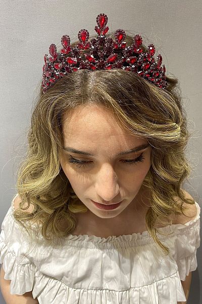 Hobigram Cea mai frumoasa femeie Beety Model Bridal Henna Crown pentru mirese – Coroana, Crystal Stone, Model elegant, Coroana de mireasa –