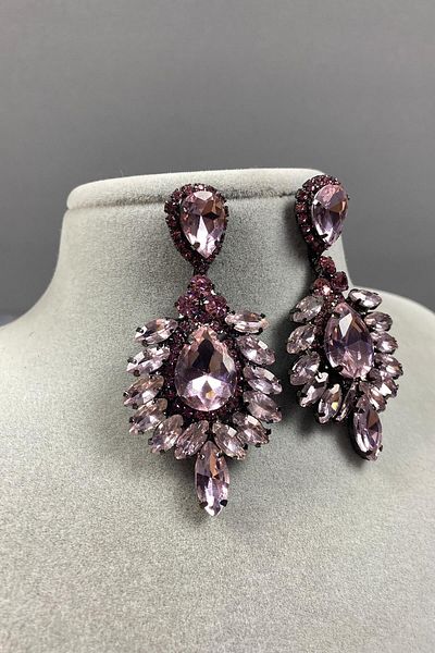 Hobigram Cercei de seară cu piatră și piatră pentru cele mai frumoase mirese – coroană, piatră de cristal, model elegant, coroană de mireasă – Ta