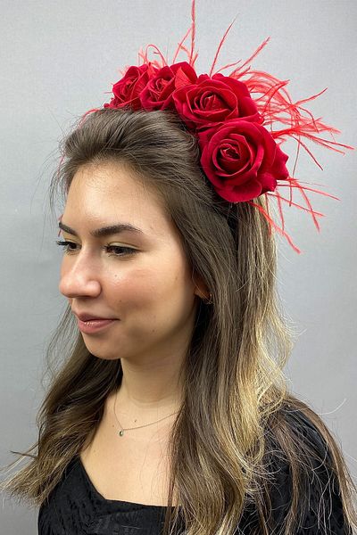 Hobigram Coroana Vendi Henna cu trandafiri de catifea pentru cele mai frumoase mirese – Coroana, piatra de cristal, model elegant, coroana de mireasa –