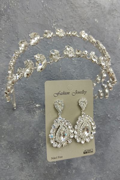 Hobigram Alpha Model Bridal Crown και Shuttles Stone Earrings για τις πιο όμορφες νύφες – Κορώνα, Crystal Stone, Κομψό μοντέλο – Κορώνα