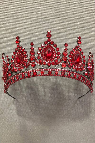 Hobigram Henna și coroană de mireasă cu piatră de cristal roșu închis pentru cele mai frumoase mirese – Coroană, piatră de cristal, model elegant –
